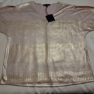 Zoey & Leelo XL Rose Knit Rose Gold Stripes Blouse
